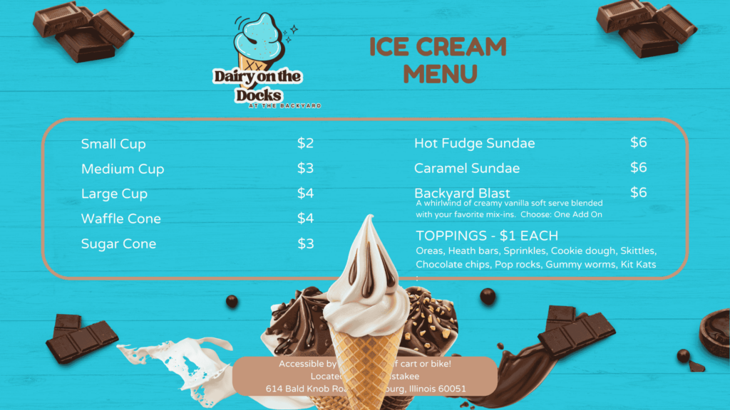 Best Ice Cream Menu on the Chain of Lakes